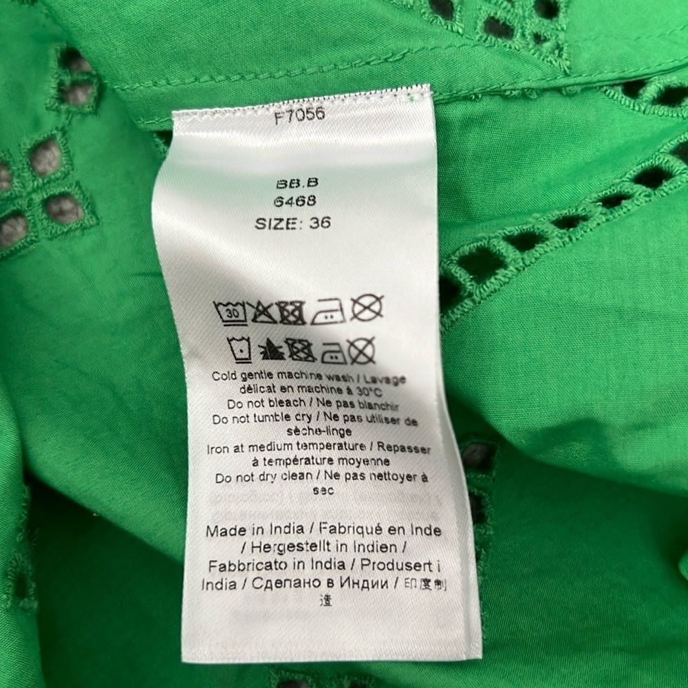 GANNI Women’s Green Broderie Anglaise Blouse Top - Picture 11 of 15